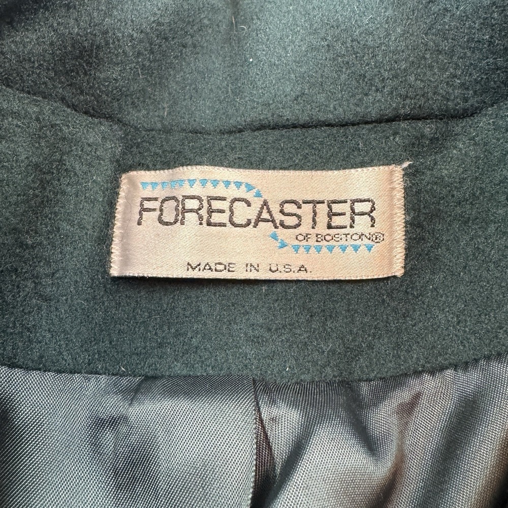 Forecaster Of Boston Wool Trench Overcoat Emerald Green Size 14 Classic Preppy - Picture 5 of 8